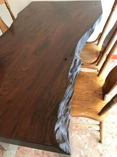 木製　重厚　１枚天板　テーブル