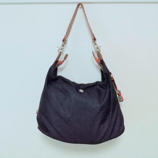 【やや美品 75%OFF】Orobianco 舟形 2way ショルダーバッグ ネイビー