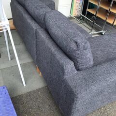 カウチソファー ライトグレー ファブリック弾力 三人掛け クリーニング 