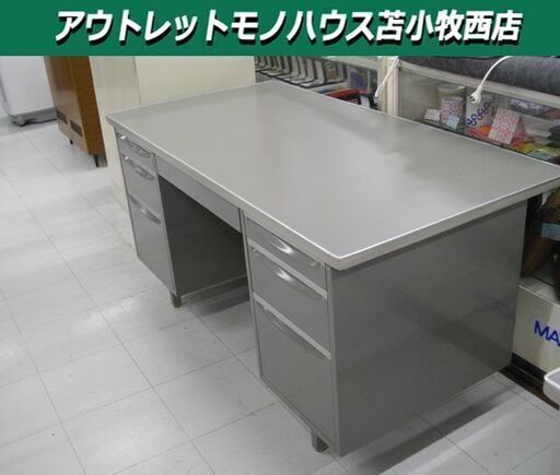 事務机 PLUS 両袖 カギ×1本 幅146×奥行73×高74.5㎝ オフィスデスク 机 オフィス家具 スチールデスク 苫小牧西店