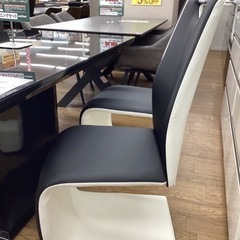 KE-27【新入荷　アウトレット】ピカソ/エナメル　強化ガラス　ダイニング5点セット　黒×白