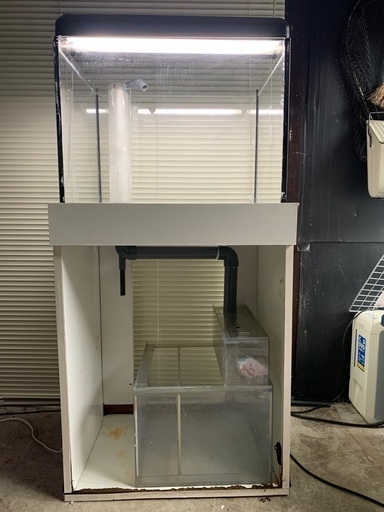 【中古】オーバーフロー水槽セット　幅60㎝・奥行45㎝・高さ45㎝