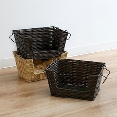 【ネット決済】【引取限定】(中古)WICKER BASKET2個...