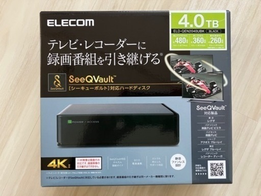 ★他サイト売却済★ELECOM ELD-QEN2040UBK SeeQVault対応 外付けHDD 4TB テレビ録画 USB3.0 ①