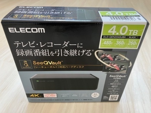ELECOM ELD-QEN2040UBK SeeQVault対応 外付けHDD 4TB テレビ録画 USB3
