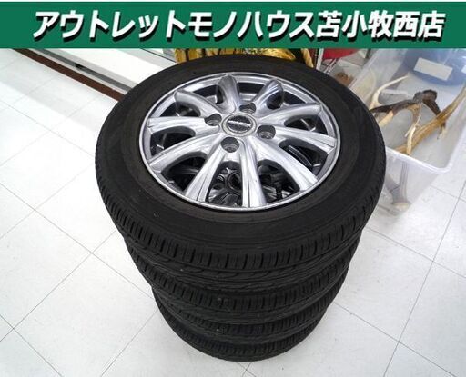 ホイールタイヤ 4本セット ダンロップ EC202 155/65R13 2021年製 WAREN 4H PCD100 +45 4.00B アルミ 中古 苫小牧西店