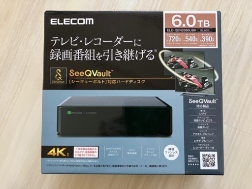 ★他サイト売却済★ELECOM ELD-QEN2060UBK SeeQVault対応 外付けHDD 6TB テレビ録画 USB3.0 ②