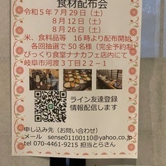 ナナカフェ　食材配布会のお知らせ