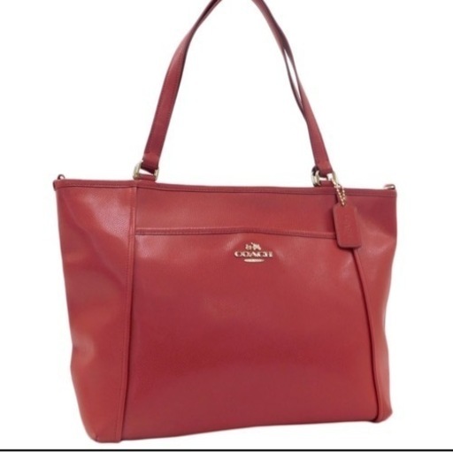 【新品】COACHトートバッグ レッド系 ペブルドレザー レディース 通勤 用