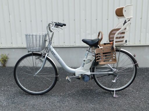 2013 子供乗せ仕様! Panasonic ビビNX BE-ENNX635S2 シルバー 5Ahと3.1Ahのバッテリー2個付! 新品ブレーキワイヤーに交換! OGKリヤチャイルドシート付! 車体＆バッテリー極めて良好! 自590