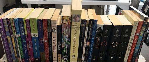 英語多読児童書29冊、ロアルド・ダール、HOLES、モモ、ロード・オブ・ザ・リング(指輪物語)、ホビットの冒険、不思議の国のアリスと鏡の国のアリス、Roald Dahl、チョコレート工場、映画原作、子ども英語、多読、リーディング、童話、古典、ファンタジー、名作