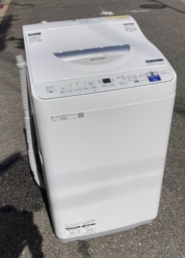 【RKGSE-002】特価！シャープ/SHARP/5kgタテ型洗濯乾燥機/ES-T5E9-W/中古品/2021年製/当社より近隣地域無料配達