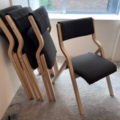 【ネット決済】折り畳み椅子　木製（ブラック）