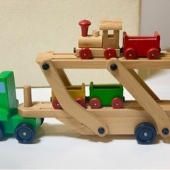 木のおもちゃセット　汽車＆トレーラー＆うさぎのお散歩