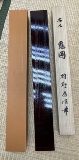 極上品◎高級複製画◎狩野房信『鶴・亀図』高級桐塗二重箱