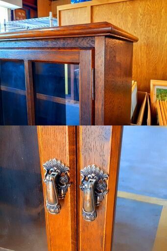木製食器棚（大） アンティーク 木製キャビネット カップボード レトロ キッチン収納 収納棚　/TJ-1145 1F