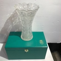 #7430 ボヘミアンカットガラス　花瓶　純正　チェコ