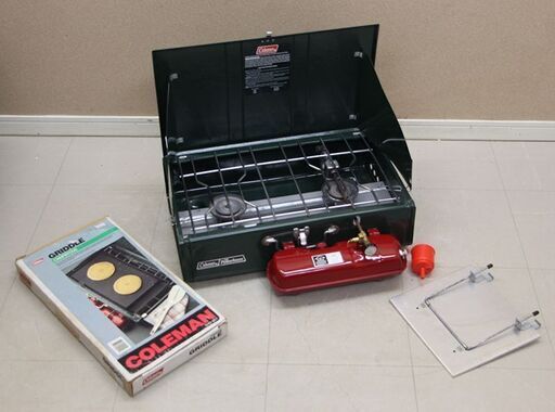 コールマン ツーバーナーコンロ 413H Coleman ホワイトガソリン ツーバーナー用 グリドル 5140A700セット (P1597yxY)