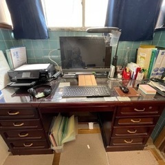 カリモク？ 両袖書斎机と回転椅子 used