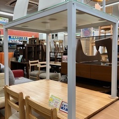 😆美品😆モダンデコ ガラスダイニング5点セット 3009