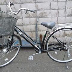 LEDライト欠品 自転車 27インチ 3段変速 カゴ 荷台付き 黒 ママチャリ