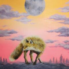 幻想的な月と狐の油絵【予感】F6号サイズ