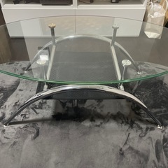 楕円型　ガラステーブル