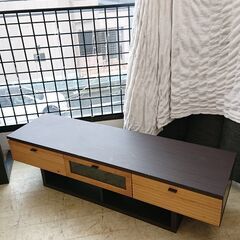 Franc Franc フランフラン テレビボード 横幅160㎝ 参考価格40000円 ローボード テレビ台 AVラック ツートンカラー ナチュラル×ブラック 引出し2個 扉1枚■奥行45×高さ43㎝■近隣配送無料 買取帝国 朝霞店 