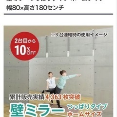 壁ミラーつっぱりタイプ ホームタイプ 幅80×高さ180センチ