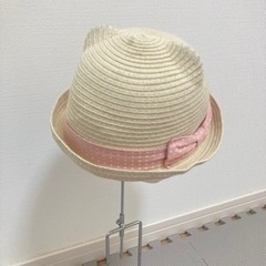 【美品】ベビー帽子　46cm 麦わら帽子