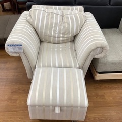 相合家具　1人掛けソファー　オットマン付き　ライトグレー　【トレファク　川越店】 相合家具 1人掛けソファー オットマン付き ライトグレー 【トレファク