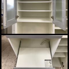 レンジボード 食器棚 ハイタイプ グレー【ユーズドユーズ名古屋天白店 