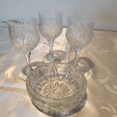Cyristal cut glassware set from Italy .