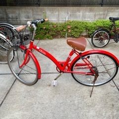 【チェーン無し】自転車 27インチ 赤色 シティサイクル