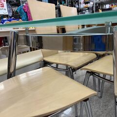 ガラスダイニングセット イス5脚