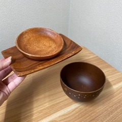 木皿 茶碗セット キャンプなどに