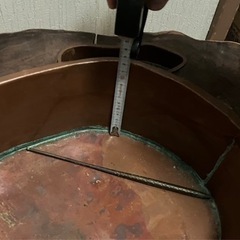 火鉢 レトロな切株 箸付き 中古