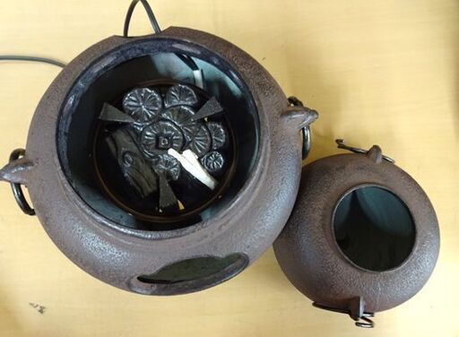 ヤマキ電器 茶道具 嬉楽 炭型ヒーター 五徳付き YU-003 茶釜 鉄瓶 銀瓶