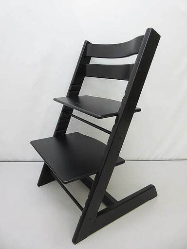 ss5018　ストッケ　トリップトラップチェア　ブラック　子供椅子　新型　STOKKE　Tripp Trapp　ベビーチェア　ハイチェア　木製　黒　6か月頃から大人まで　高さ調整可　食事用　いす　イス