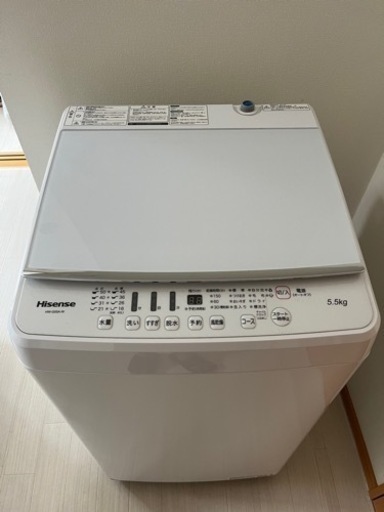 Hisense ハイセンス 2019年製 全自動洗濯機 HW-G55A-W 標準水量50L 洗濯容量5.5kg 防水等級IPX4 美品中古 ホワイト