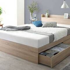 アウトレット品】セミダブル・Newデザイン2杯収納コンセント付きベッド