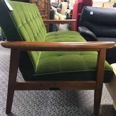 2人掛けソファー　カリモク60　モケットグリーン　おしゃうれ　クリーニング済み　貝塚市　二色浜　ジャングルジャングル貝塚店