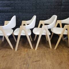 【アウトレット品】ダイニングチェア・４脚セット・北欧デザイン・ハイタイプ・アイボリー・ナチュラル 3075