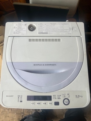 シャープ　5．5キロ洗濯機　2016年製