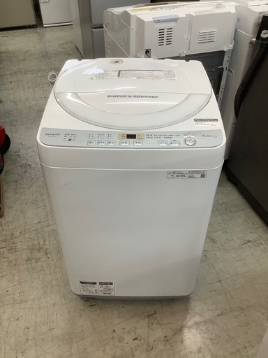 安心の6ヶ月保証付き！！ SHARP　6.0kg全自動洗濯機　ES-GE6C-W　2019年製