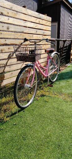 ※商談成立※　　　　　　　　　　女性用自転車　美品　シティサイクル　カゴ有り　ピンク色　２６インチ　メンテナンス済み