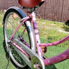 商談成立※ 女性用自転車 美品 シティサイクル カゴ有り ピンク色 26