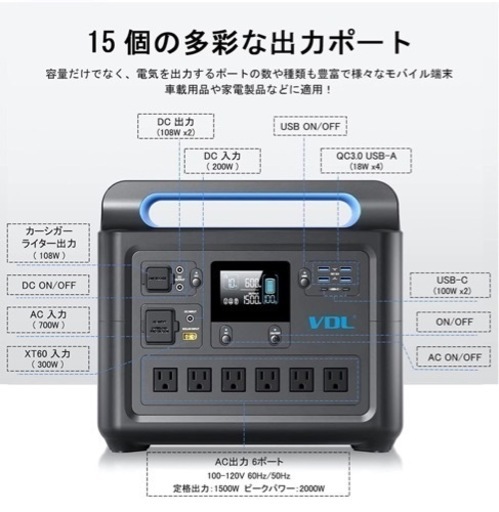 p14☆ 大容量 ポータブルバッテリー  1500W /384000mAh