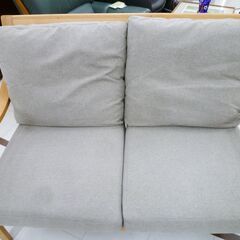 現状品 2人掛けソファ 幅127.5×奥行80×高さ84cm 木製フレーム グレー系 2Pソファ 家具 長椅子 ソファー 苫小牧西店