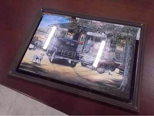 コカコーラ パブミラー 54×38.5cm 旧車デザイン 木製 壁掛け 鏡 